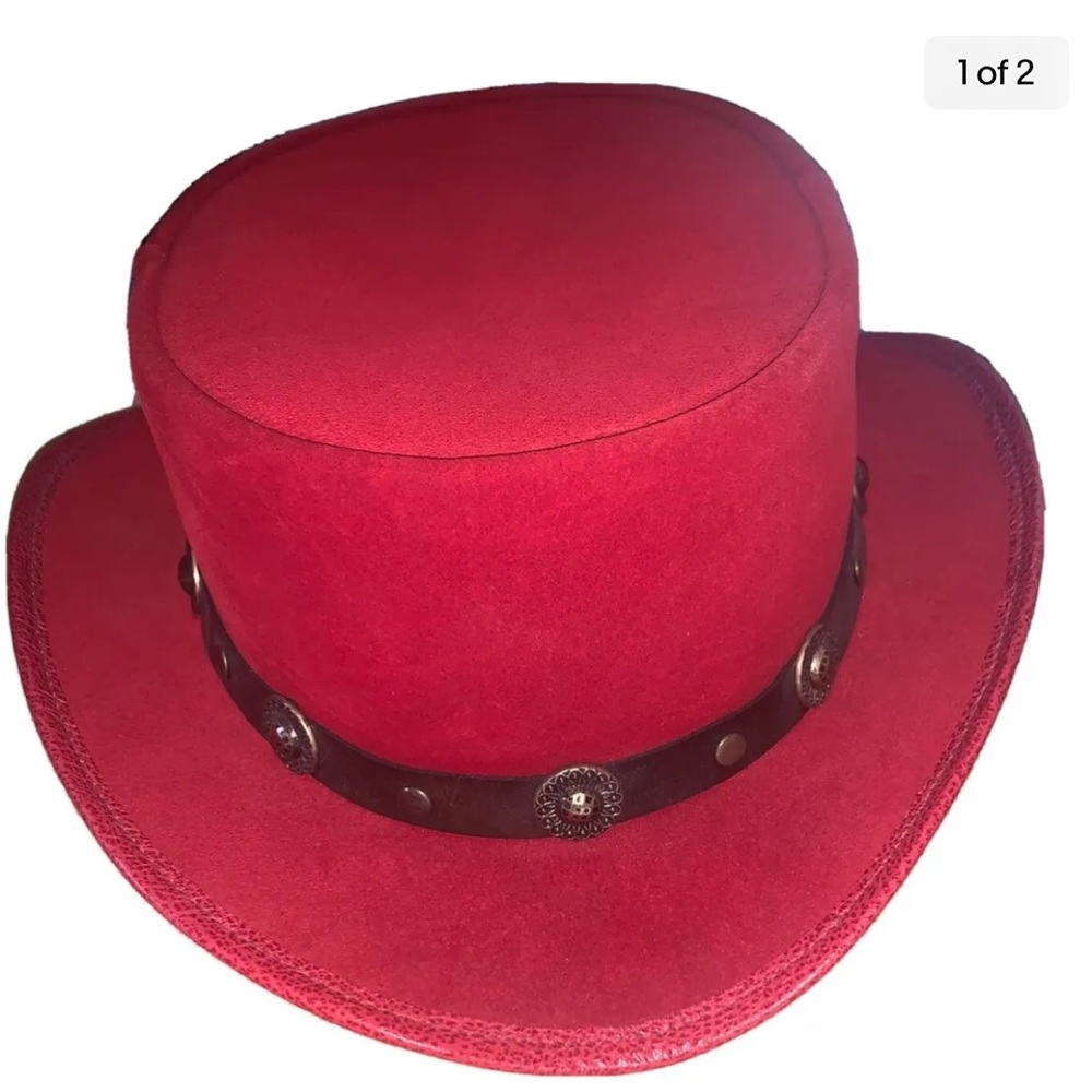 Vintage Winfield Cover CO. San Francisco Studded-Band Red Hat Size M.